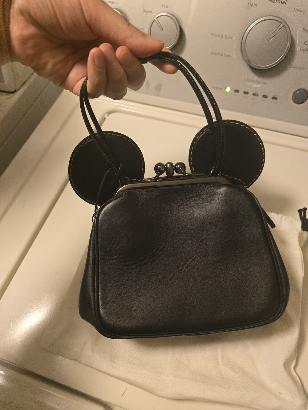 Coach Mickey Kisslock Black Leather Mini Bag - Picture 6 of 13